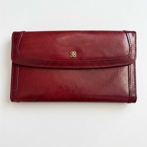 Vintage Bosca Old Leather Continental Checkbook Wallet - Brick Red